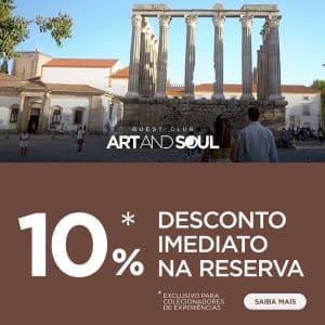 Banner com oferta de 10% de desconto imediato na reserva através do Guest Club Art and Soul