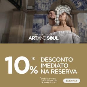 Banner com oferta de 10% de desconto imediato na reserva através do Guest Club Art and Soul