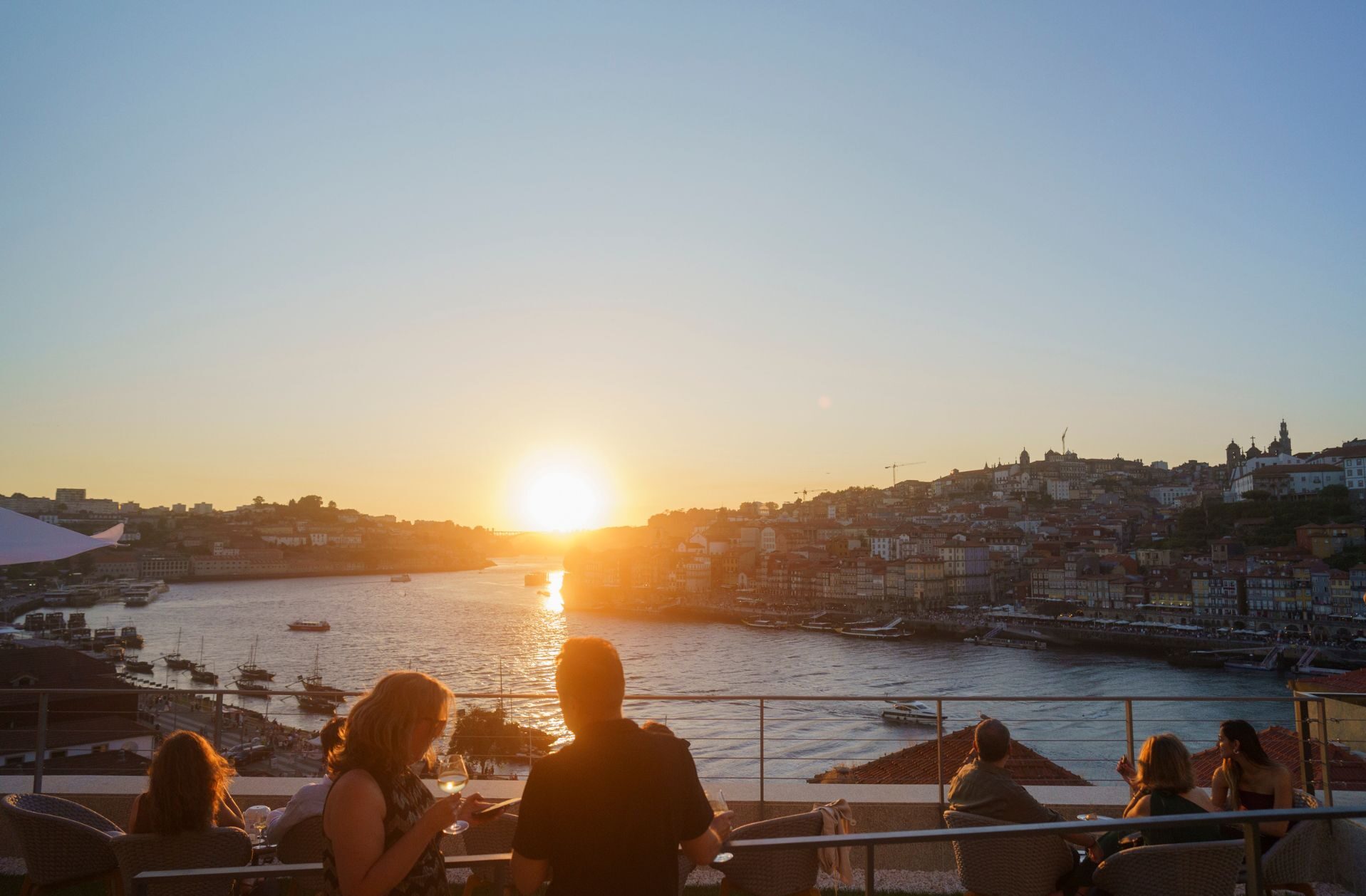 Porto River Soul Hotel Rooftop in Gaia View Douro River Sunset at a Rooftop