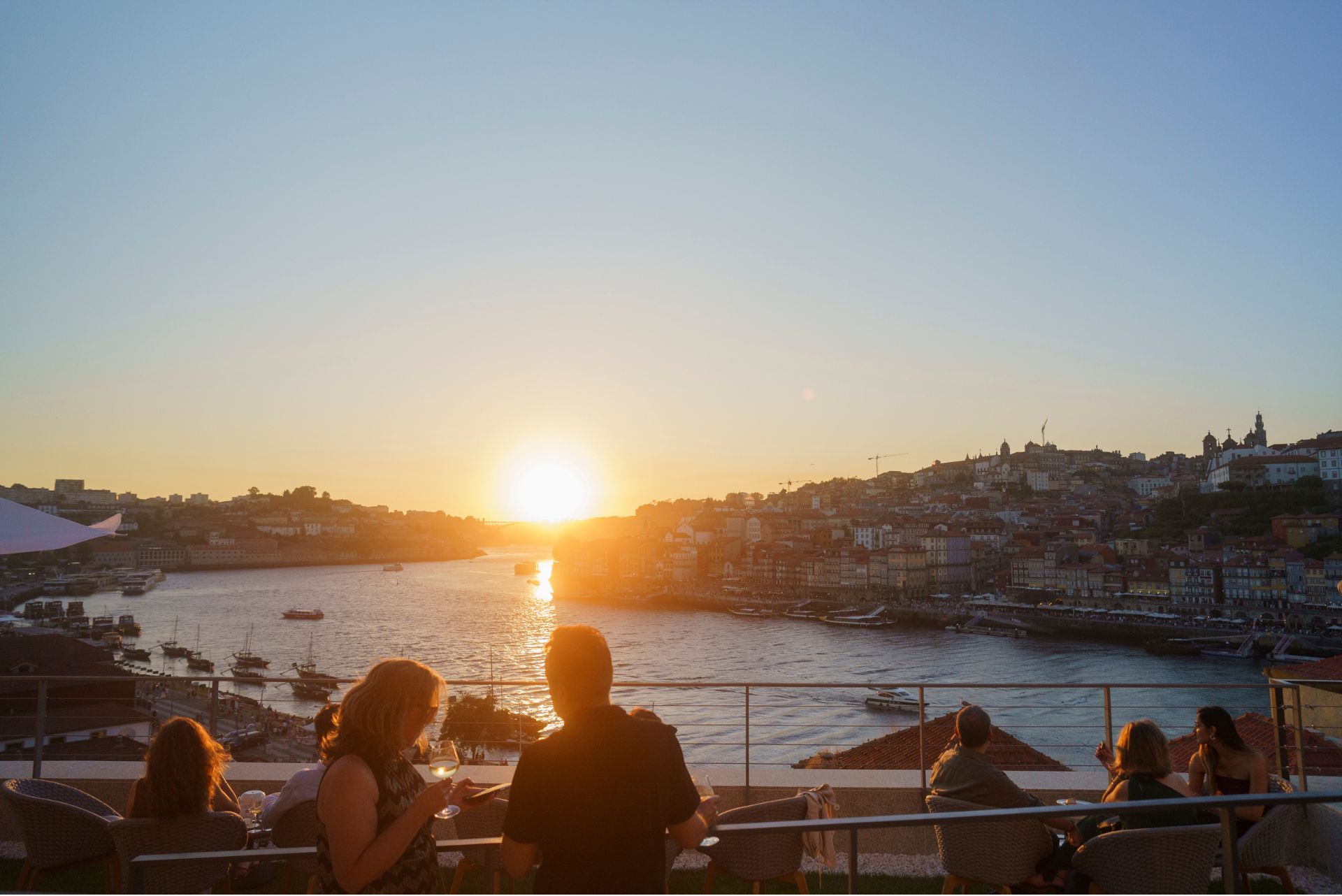 Porto River Soul Hotel Rooftop in Gaia View Douro River Sunset at a Rooftop