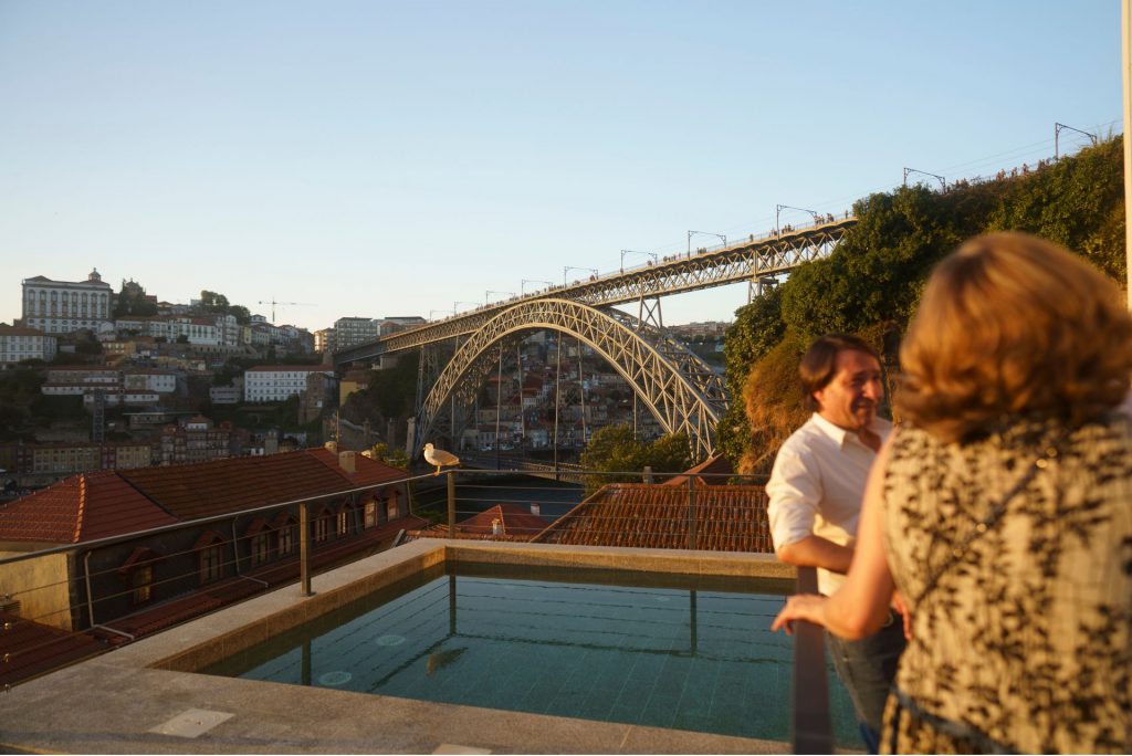 Porto River Soul Hotel Rooftop in Gaia View Douro River Luiz I Bridge