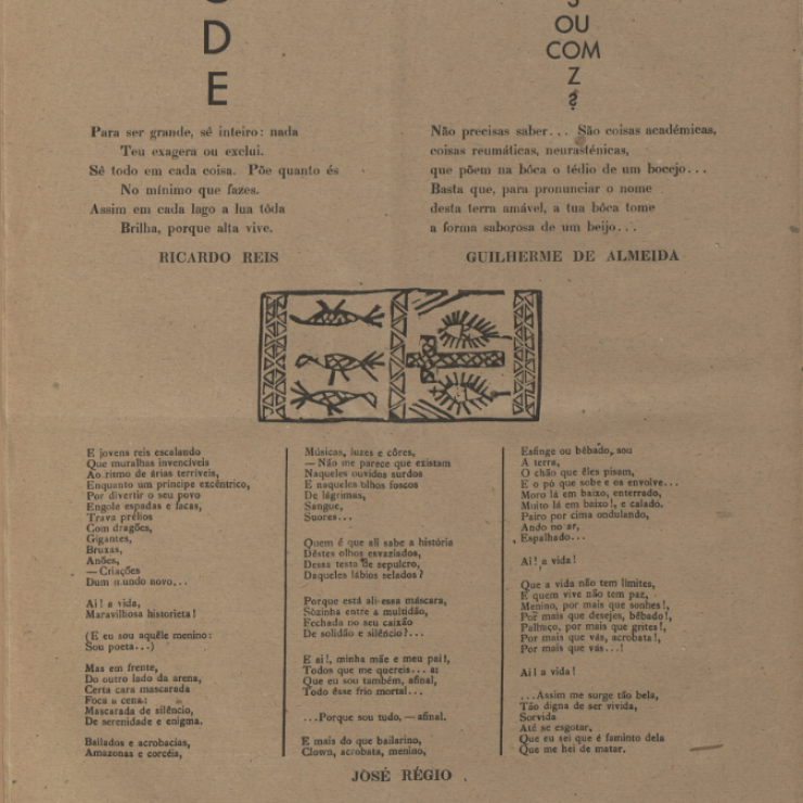 Fernando Pessoa: 5 poems by Ricardo Reis published during Pessoa’s lifetime