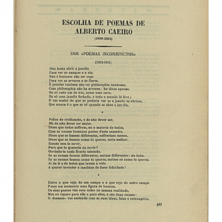 Fernando Pessoa: 5 poems by Alberto Caeiro published during Pessoa’s lifetime