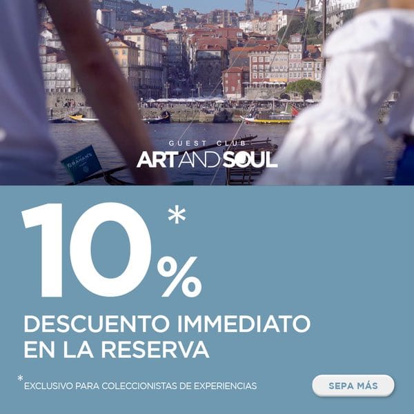 Banner con oferta del 10% de descuento inmediato en la reserva a través del Guest Club Art and Soul