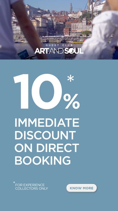 Banner with a 10% instant discount offer on reservations through the Guest Club Art and Soul