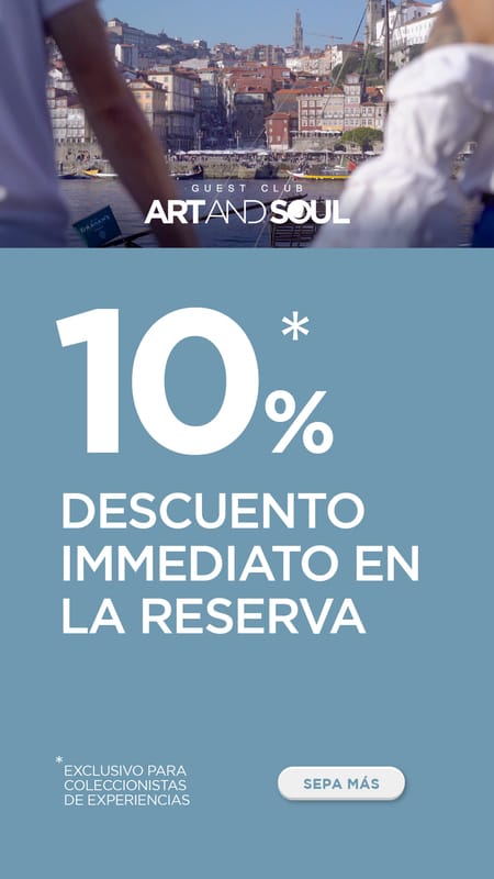 Banner con oferta del 10% de descuento inmediato en la reserva a través del Guest Club Art and Soul