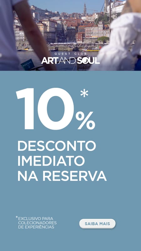 Banner com oferta de 10% de desconto imediato na reserva através do Guest Club Art and Soul